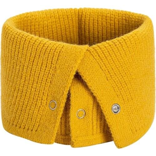 Button Winter Women Infinity Scarf Solid Square Knitted High Neck Collar Snood Sjaal Voor Dames Szalik Zimowy Echarpe Ring Fular