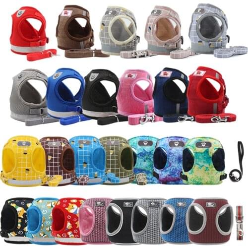 New Hot Many Kinds of Dog Harness with Leash Summer Pet Adjustable Reflective Vest Walking Lead for Puppy Polyester Mesh Harness