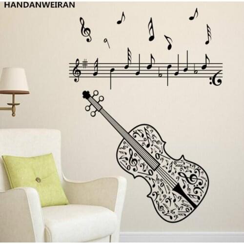 Violin Music Notes Wall Stickers For Livingroom TV Wall Home Decoration Wall Decal Removable Art Mural Vinyl Home Decor