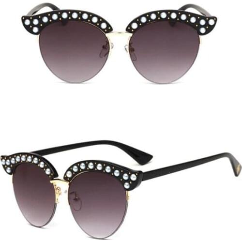 Fashion Womens Sunglasses Vintage Pearl decoration ladys fashion Shades Eyewear Accessories Driving UV400 Sun Glasses