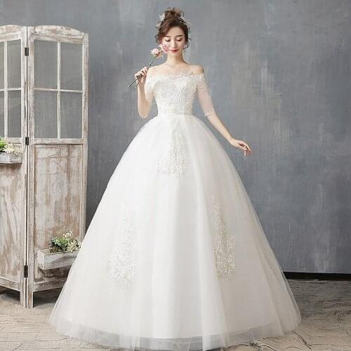 Wedding Dress Lace Up 2020 Bride Plus Size Luxury Half-Sleeve Embroidery Wedding Dresses Vestidos De Novia Ball Gowns