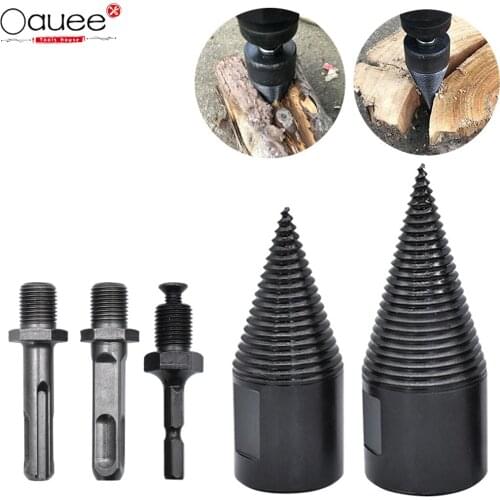 4Pcs 32/42mm Firewood Splitter Drill Bit Round/Hex/Triangle Shank Wood Cone Reamer Punch Driver Step Drill Bit Woodworking Tools