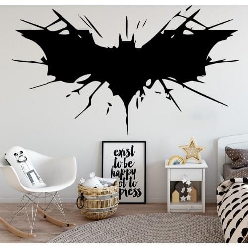 WJWY Creative Bat Wall Sticker Kids Room Boys Room Wall Decal Removable Wall Decoration Nursery Art Murals