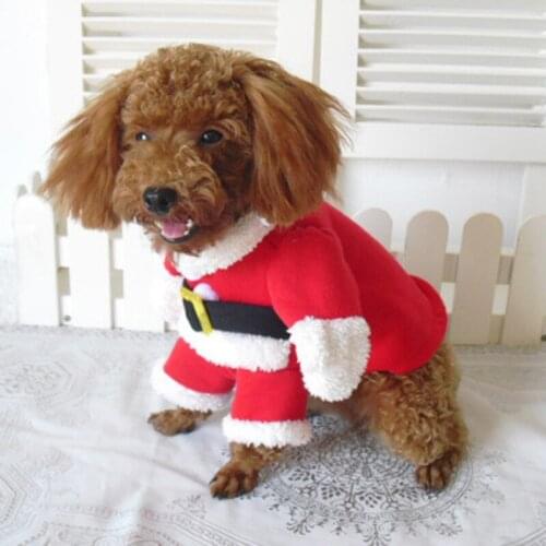 Pet Costume Cat Dog Santa Claus Xmas Cosplay Coat Kitty Outfits Clothes Funny Apparels Cute Kawaii Skin-friendly Pet Clothes Set