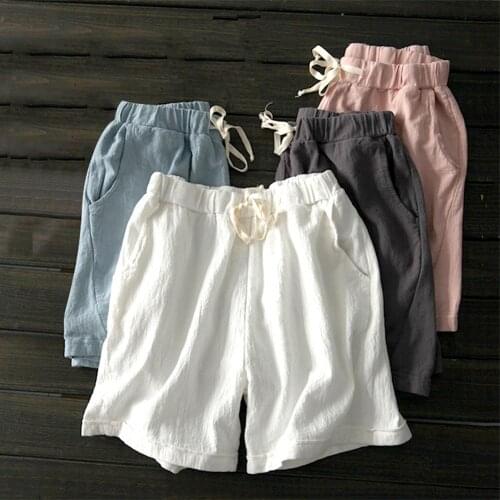 Women Fashion Solid Color Pockets Drawstring Wide Leg Elastic Fifth Pants Shorts perfect gifts for women