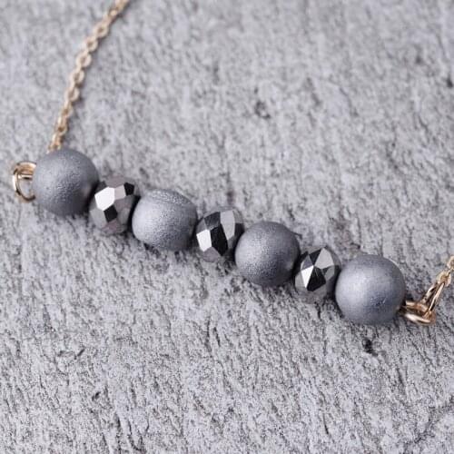 BOJIU Choker For Women Short Necklace Natural Stone Necklace Choker Colourful Crystal Pendant Necklaces With Copper Chain NKS015