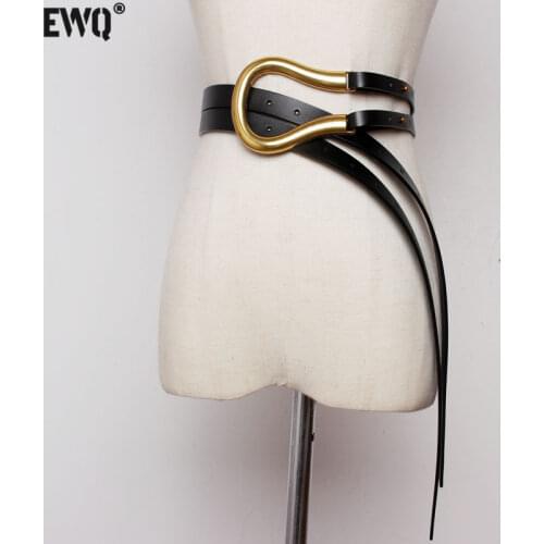 [EWQ] 2021 New Vintage Personality Metal Arc Horseshoe Buckle Leather Corset Belt Female Casual Classical Waistband Multicolor