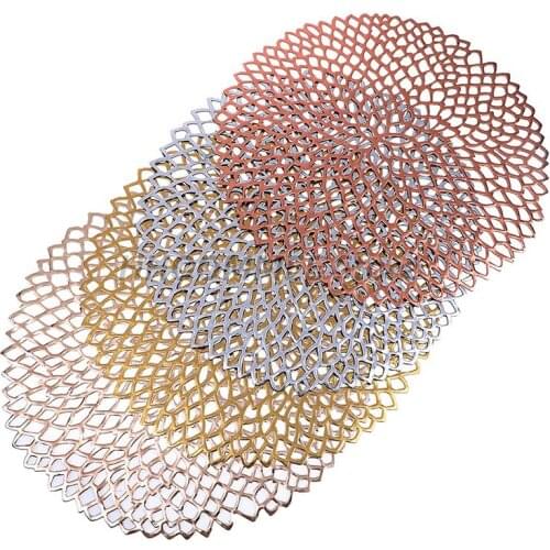 Table Bowl Mats Home Decor Placemat For Dining Table PVC Plastic Hollow Insulation Round Baroque Mediterranean Coaster Pads 1pc