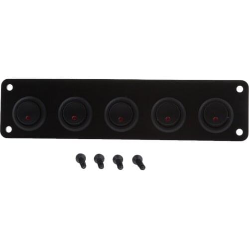 5-Gang Round ON/OFF Rocker Toggle Switch Panel LED Light 12V