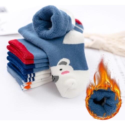 5 Pairs/Lot Winter Plus Cotton Thicken Kids Socks Thermal Warm Sock Children Toddler Baby Girls Boys Floor Socks For 1-10 Years