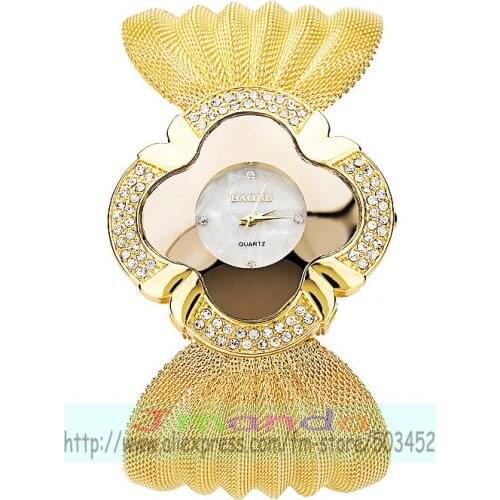 50pcs/lot new luxury mesh watch flower dial designer bracelet watch for women wrap quartz crystal watch wholesale clock for lady