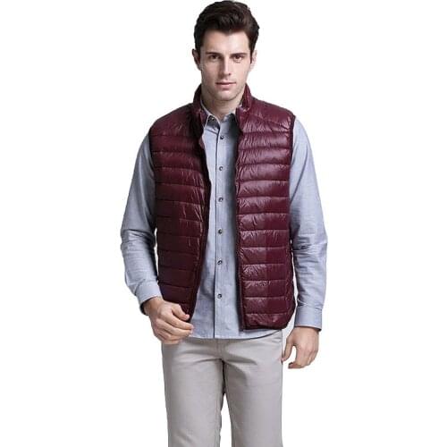 88% White duck down 2021Men Warm Ultralight Down Jackets Vest Men Solid Thin Autumn Vest Male Lightweight Coats Brand Clothing