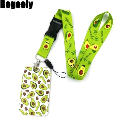 Avocado Fruits Lanyard Credit Card ID Holder Bag Student Women Travel Card Cover Badge Car Keychain Decorations