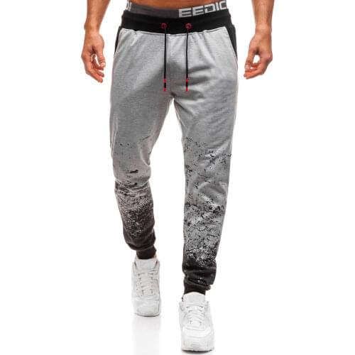 Sweatpants men solid color gradient lace-up casual pants loose and comfortable leg-closing mens trousers