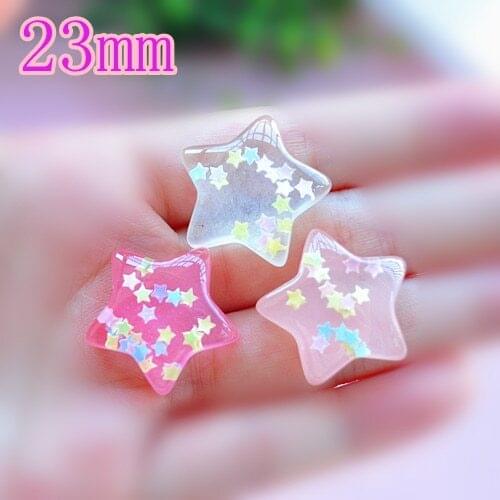 Diy beads cabochon glitter star Pastel Confetti star 23mm for earring decoration 21pcs mixed