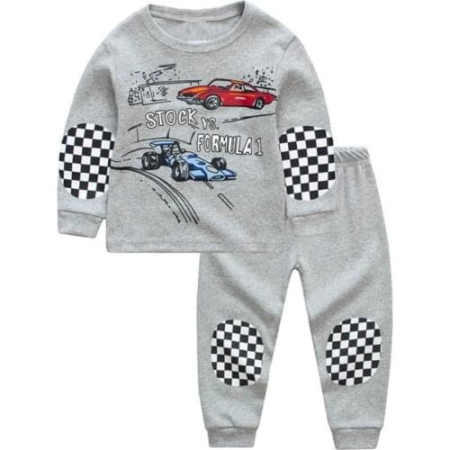 TUONXYE Children Pajamas Cartoon Racing Car Pyjamas Set Kids Infantil Boys Nightwear Cotton Girls Long Sleeve Sleepwear Suit