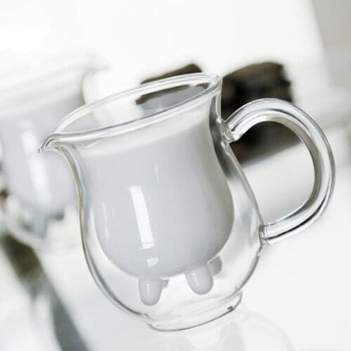 Double Layer Heat-resistant Glass Creative Cow Cup Cute Milk Glass Insulation Transparent Drinks Cup For Water Milk Juice Coffee