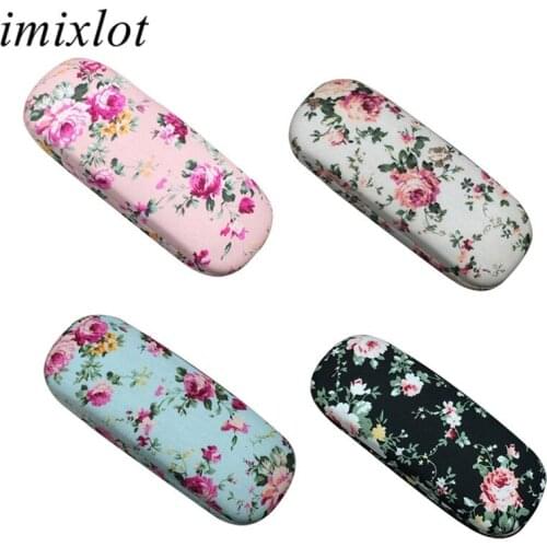 Imixlot Fashion Vintage Floral Printing Glasses Box Unisex Portable Flower Pattern Spectacles Storage Case Eyewear Protector