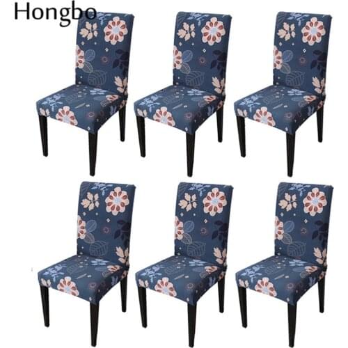Hongbo 2/4/6 Pcs Floral Geometric Pattern Dining Chair Cover Spandex Elastic Anti-dirty Slipcovers Protector Stretch Removable