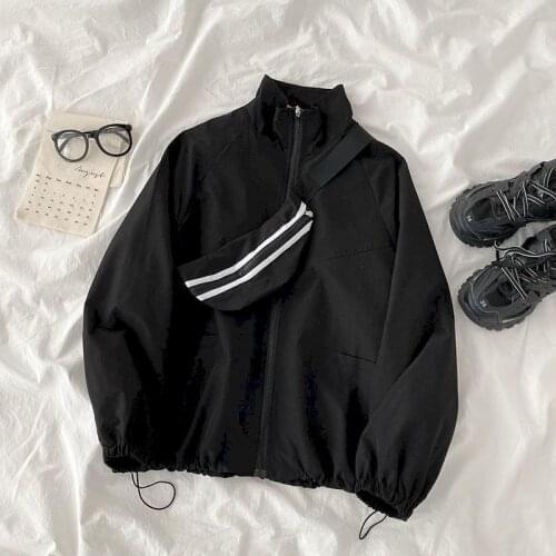 Foufurieux Korea Stand Collar Oversized Jacket and Coat Women Spring Autumn Long Sleeve Casual Windproof Jacket Windbreaker Goth