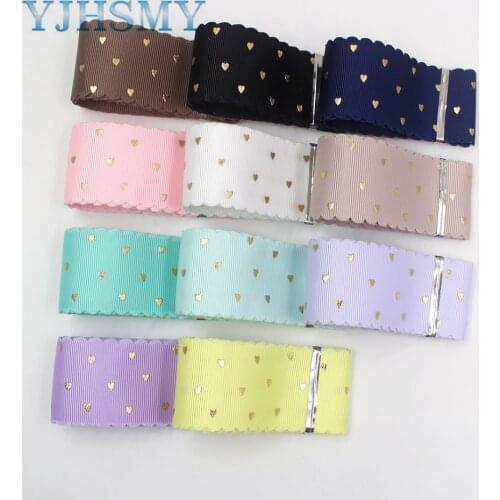 YJHSMY I-19729-1759,38mm 10yards Wave hot stamping love heat transfer grosgrain ribbon, gift packaging DIY handmade material