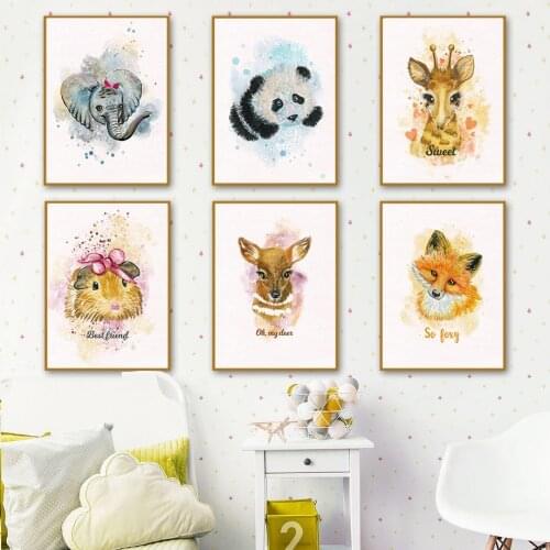 Cute Animal Giraffe Elephant Fox Quote Wall Art Canvas Painting Nordic Posters And Prints Nursery Wall Pictures Kids Room Decor