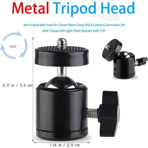1/4 mini tripod ball head for Canon Nikon Sony DSLR Camera Camcorder DV Mini Tripod LED Light Flash Bracket with 1/4"