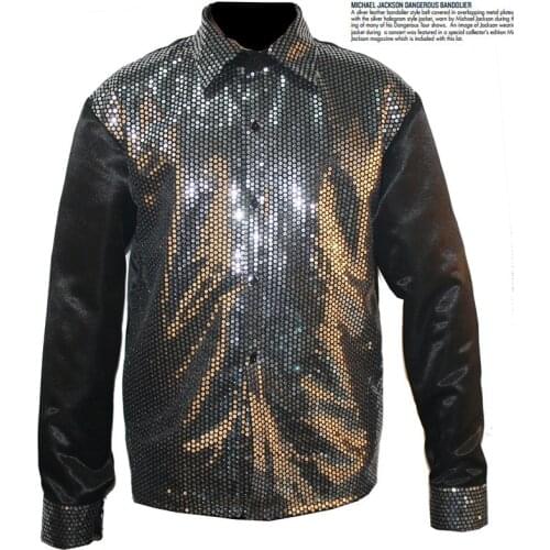 Custom Made New MJ Professional Cosplay Michael Jackson Billie Jean 25th Motown Sequin Shirt Jacket