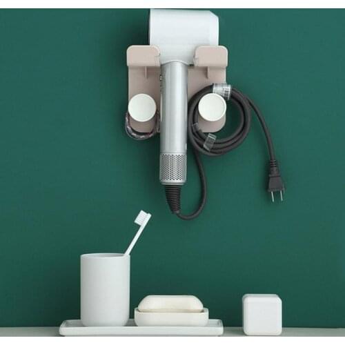 Retro Wall-mounted Hair Dryer Storage Rack Multi-purpose Wire Storage Holder Free Punching Hair Dryer Rack Home Bathroom Tools