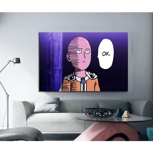 1 Piece Decorative Painting Poster New Fashion Office Home Mural Saitama ONE PUNCH MAN Animation Painting Wholesale