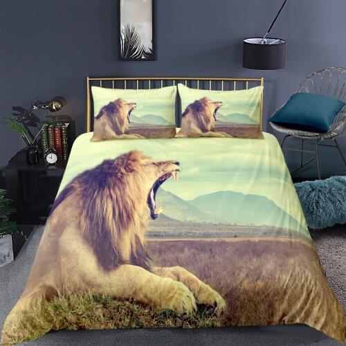 Wolf Leopard Lion Pattern Printed Duvet Cover Pillowcase Home Textiles 3D Bedding Set Boy Bedroom Single Twin Double Queen King