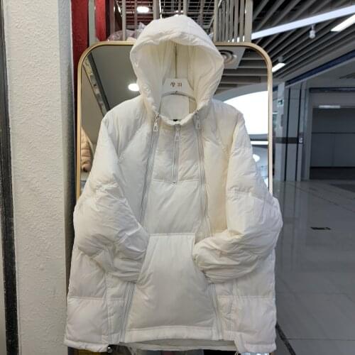 Casual Women Solid Loose Hooded 90% White Down Long Parkas Winter Female Thick Warm Down Coat Snow Jacket Lady Outwear