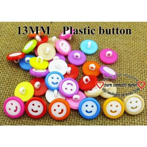 100PCS 13MM 10colors Dyed Plastic smile face cartoons buttons coat boots sewing clothes accessories P-130