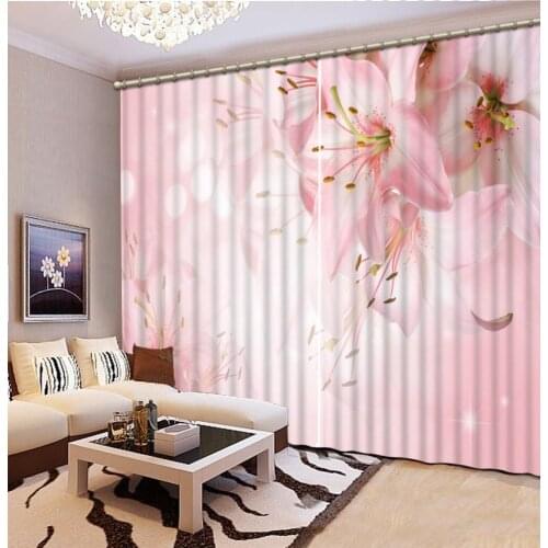 Pink curtains flower curtains custom curtains