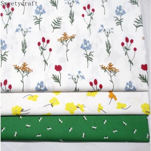 White Tree Flower Printed Twill Fabric Cotton By the Meter For Sewing Baby Dress Bed Sheet Patchwork Cloth hometextile 160x100cm