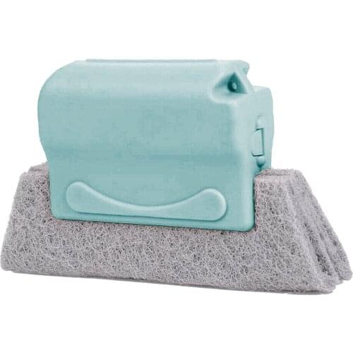 Window Slot Cleaning Brush Slotted Design PP Handle + Scouring Pad Replaceable Keep Tidy Crevice Cleaning Tool