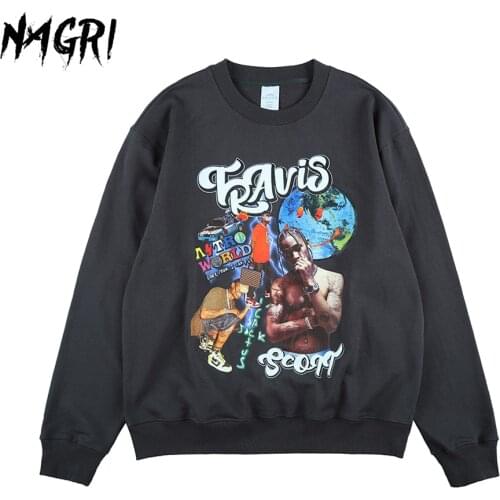 NAGRI TRAVIS SCOTT Astroworld Graffiti Letter Print Sweatshirt Men Women Pullover Hoodies Fashion Hip Hop Graphic Sweatshirts