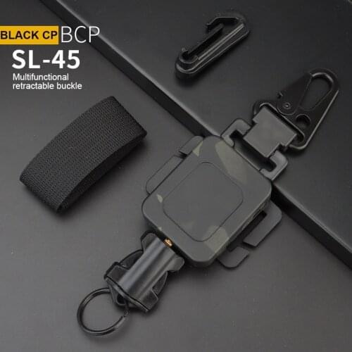 2 In 1 Outdoor Anti-theft Telescopic Buckle Tactical Small Pouch & Keychain Holder Anti-lost EDC Retractable Spring Rope