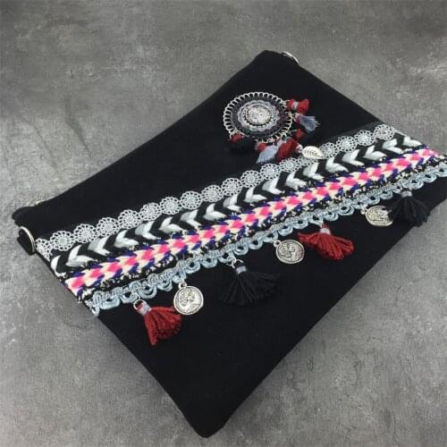 Womens boho Bag Ethnic Vintage Handbags with tassel for Woman Shoulder Bags Boho Handbag for Ladies Retro Purse