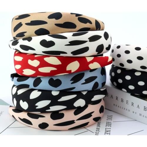 Anniversary Girls Heart Sastin Hairbands For Women Boho Sponge Dot Print Solid Color Headbands Padded Cute Hair Hoop Accessory