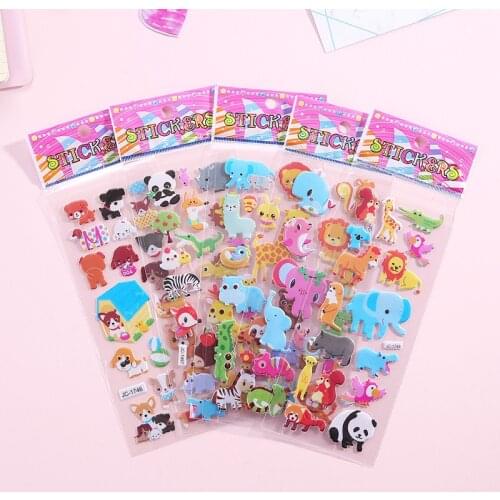 1pc Randomly 3D Puffy Bubble Stickers Cartoon Princess Cars Animals Waterproof DIY Baby Toys For Children Kids Boy Girl Gift