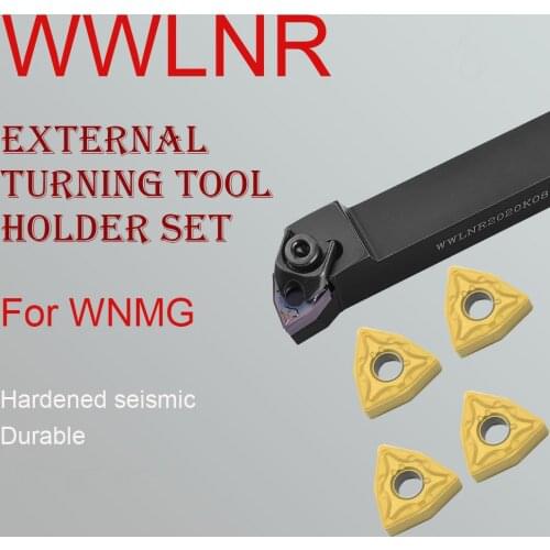 1PC WWLNR1616H08 External Turning Toolholder CNC Lathe Boring Bar Machine 10PCS WNMG08 Carbide Inserts Tool Set