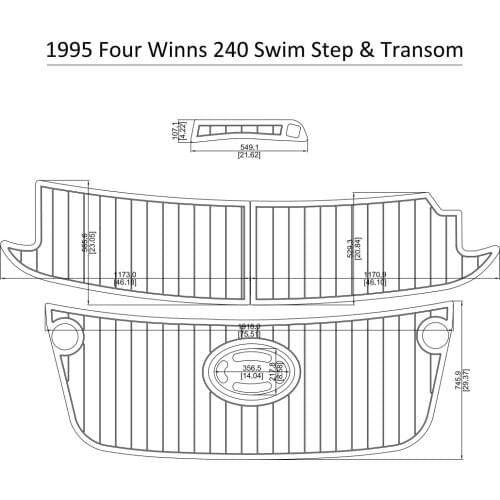 1995 Four Winns 240 Swim Step & Transom Pad Boat EVA Teak Decking 1/4" 6mm