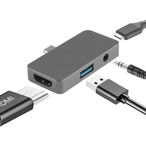 4 in 1 Multi Function For Pad Pro MacBook Pro USB C Hub Type C To 4K HDMI-compatible+AUX 3.5mm jack +USB3.0+Pd Hub Adapter