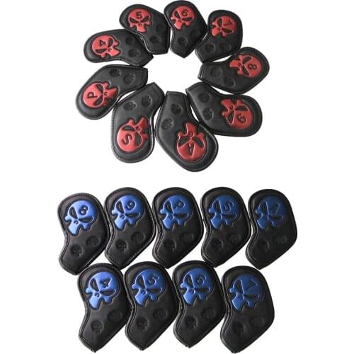 9Pcs/Set Waterproof PU Skull Sports Golf Iron Head Cover Putter Protector Headcover- 2 Colors