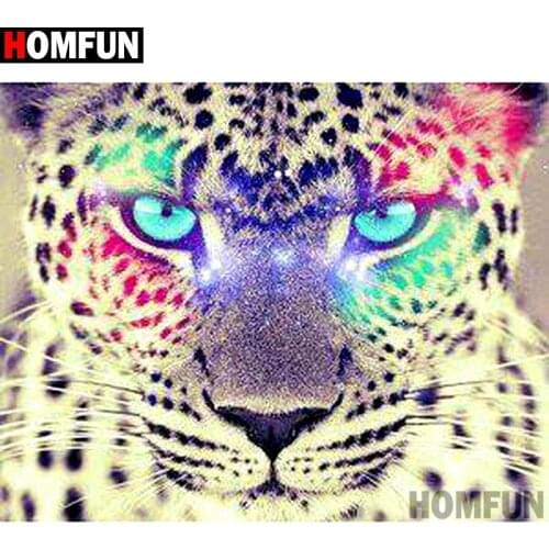 HOMFUN Full Square/Round Drill 5D DIY Diamond Painting "Animal leopard" Embroidery Cross Stitch 3D Home Decor A10875