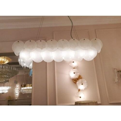 American Nordic Forest Fresh Handmade Art Glass Lamp Geometric Round Bubble Glass Chandelier Restaurant Long Light