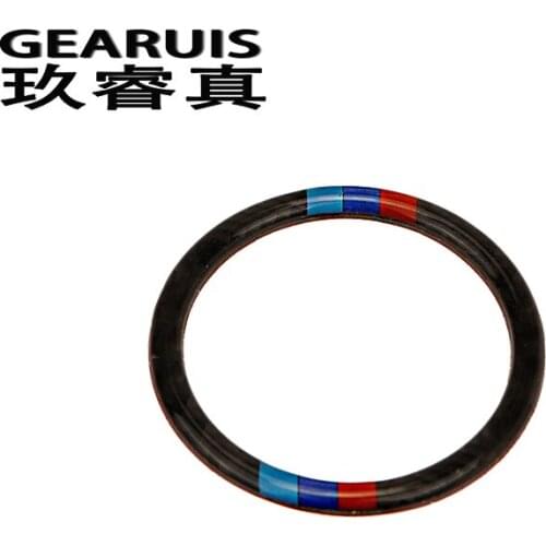 Car Styling Carbon Fiber Interior Ignition Keyhole Ring Decoration Cover Sticker M Stripe Trim For BMW e60 5 series Accessories