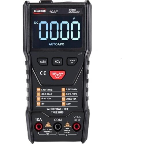 WinAPEX 108E 6000 Counts True RMS Digital Multimeter Automatic Voltage Current Resistance Meter with LCD Screen