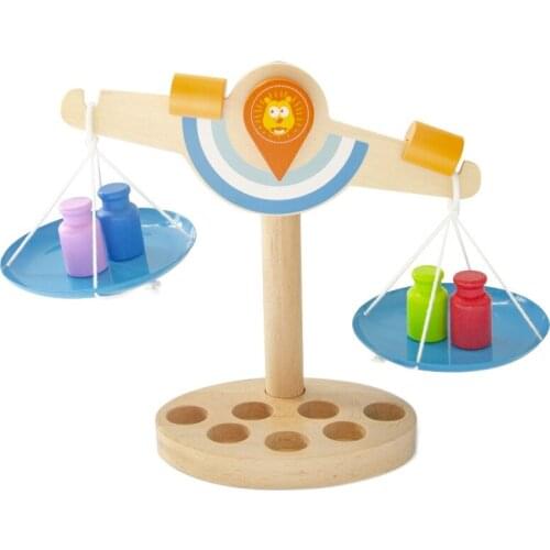 Cartoon Wooden Lion Balance Scale Weigh Libra Pendulum Early Learning Developmental Toys Kids Baby Math Toy Gift